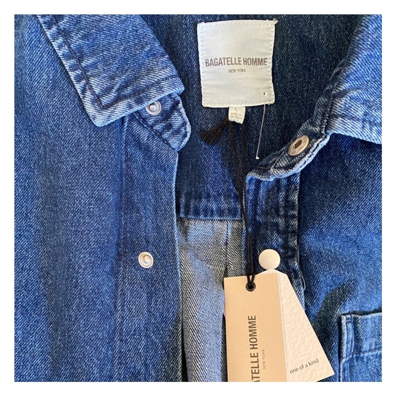 BAGATELLE HOMME Men's Denim Shirt Jacket Blue Button Up Size L NWT - Picture 5 of 11